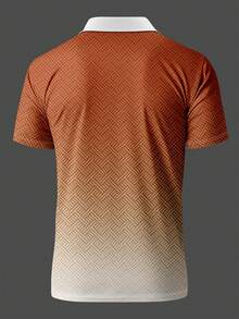 Men's Ombre Short Sleeve Half-Zip Casual Summer Polo Shirt Set - Multicolor - View 3