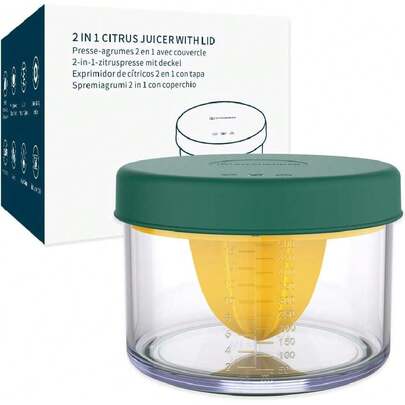 Exprimidor de limón 2 en 1 con tapa para almacenamiento sanitario, exprimidor manual de mano con taza de medición integrada de 16 onzas, exprimidor manual multifunción de cítricos con,38264267