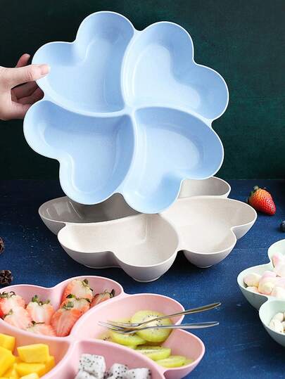 1/4pcs Heart Shaped Divided Fruit Platter, Creative Storage Box, Dried Fruit Snack Plates, Divided Candy Dessert Plate Container, For Home Living Room Tea Table, Table Decors