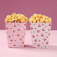 10pcs Pink Cherry Popcorn Boxes Fruit Theme Party Decorations For Birthdays, Weddings, Bridal Showers & Shower - High-Quality Paper Tableware For Festive Dining & Celebrations, Celebration Accessories | Paper Party Boxes, Popcorn Party Decorations - Multicolor - View 10