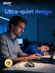 Acer OMR283 Wireless Mouse, 2.4GHz Ultra-Thin USB Wireless Mouse, USB Receiver, Optical Mouse, 6 Buttons, Auto Sleep Mode, Portable Mouse For Laptop, Desktop, PC - Black - View 7