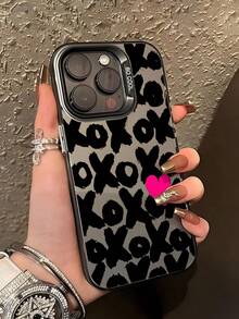 1pc Personalized English Heart Pattern Shockproof Scratch-Resistant Phone Case With Independent Button, Compatible With IPhone 11/13/15/15 Plus/15 Pro/15 Pro Max/11/12/13/14 Pro Max/XS/XR/11 Pro/11 Pro Max/12 Pro/12 Pro Max/13 Pro/13 Pro Max/14 Pro/14 Pro Max/14 Plus/7 Plus/8 Plus/8/SE2 And Series - Multicolor - View 3