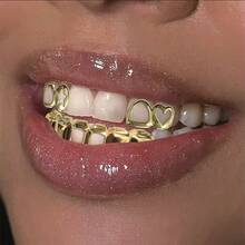 1 Set Hollow Star & Heart Combo Upper, Hollow Personalized Combo Lower, Unisex Hip-Hop Tooth Jewelry, Holiday Gift, Party & Daily Wear Accessory - Multicolor - View 1