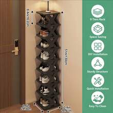1 Set Creative 2/5/9 Tier Narrow Shoe Rack, Compact Vertical Shoe Organizer, Space-Saving Corner Shoe Shelf, DIY Independent Shoe Cabinet, Suitable For Entryway, Wardrobe, Hallway, Bathroom, Garage And Living Room, Sturdy Structure, Easy Assembly. Ideal Shoe Cabinet For Home And Student Dorms. - Multicolor - View 3