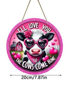 “爱你到永远”情人节木质圆形花环 - 浪漫乡村风格门饰，完美节日礼物，适合温馨的家、客厅、庭院和卧室装饰 - 彩色 - 查看 7