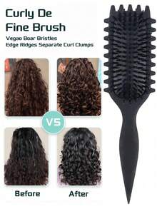 2026 ,1pc New Pink Hair Curl Brush, Boar Hair Styling Brush, Curly Brush, Suitable For All Styles And All Female Curls ,Comb - Pink - View 1