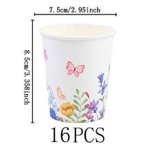 Juego de vajilla desechable con estampado floral, platos de 7/9 pulgadas, platos y vasos de papel desechables adecuados para fiestas, bodas, compromisos, cumpleaños, celebraciones y eventos - Multicolor - Ver 12