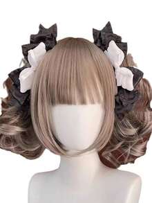 1个日系洛丽塔Y2K翅膀蝴蝶结发夹，可爱3D双马尾发夹，适合女孩，聚酯纤维材质，发夹，发卡 - 彩色 - 查看 4