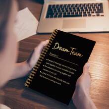 1 pieza Cuaderno con lámina dorada "Dream Team" Cuaderno espiral dorado A5, regalo perfecto para compañeros de trabajo, aprecio de empleados y presente de agradecimiento