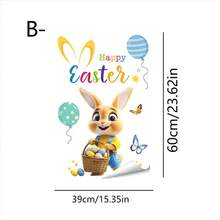 1/3pcsHappy Easter Bunny Window Stickers, Removable Electrostatic Glass Decals For Spring Home Kitchen Bedroom Decor - Multicolor - View 10