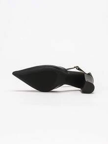 Women's Closed Toe Chunky Heel Sandals, French Style Hollow Out Closed Toe Pumps, Suitable For Commute, Daily Wear, Dresses, Pants, Weddings, Business Formal Occasions - Black - View 8