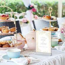 3个亚克力双面标牌架，尺寸分别为5x7英寸和8.5x11英寸，银色边框，立式支架，适用于婚礼、餐厅和艺术展示。