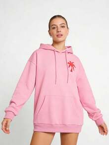 Sweatshirt For Teenagers And Adults, Gift For Women, Women's Spring/Autumn Hooded Sweatshirt Long Sleeve Graphic Print Drawstring Hoodie1 - Hồng - Xem 3