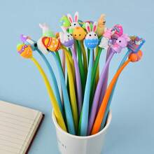 8支/24支装复活节卡通兔子摇摇乐圆珠笔，彩虹色创意装饰笔，成人派对用品/办公文具/节日装饰笔，课堂奖励学生黑色墨水笔 - 復活節搖搖筆 - 查看 10