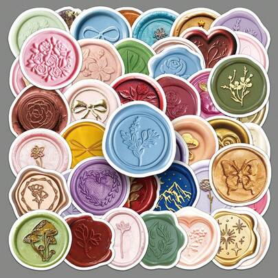 50张漆印贴纸 个性化创意防水精致涂鸦杯奶茶杯笔记本手账贴纸