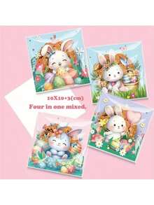 100pcs/Pack Rabbit Egg Candy Bags, Cartoon OPP Flat Bags, Easter Gifts Packaging Bags, Assorted 4-In-1 Random Mix - Multicolor - View 9