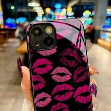 Kiss Marks Pop Art Style Fashion Statement High-End Fashion,Shockproof,Stain-Resistant And Durable Creative Glass Phone Case For IPhone 17/17Air/17Pro/17ProMax/16/15/14/14Plus/Pro/ProMax/13/12/11/Pro/ProMax,The Perfect Festival Gift - Bạc - Xem 3