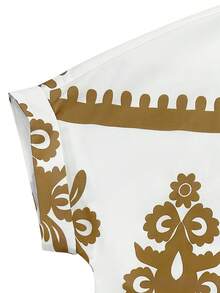 Đầm đi biển nữ phong cách Bohemian không tay, in hoa, không cài cúc phía trước, thanh lịch cho kỳ nghỉ hè. - Nhiều màu - Xem 6