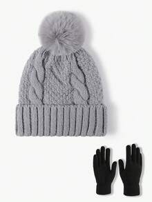 1件或2件男女通用针织帽手套套装，时尚休闲保暖冬季针织帽，适合秋冬季日常佩戴、户外旅行、徒步、滑雪、骑行、登山等活动。 - 彩色 - 查看 12