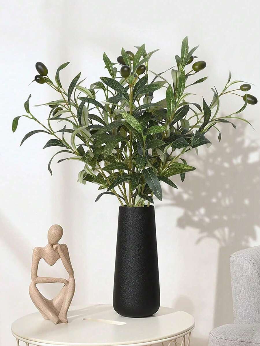 1/2/6pcs 45cm/17.71in Artificial Olive Branches And Greenery, Simulated Olive Leaves, Simulated Silk Plants, Artificial Foliage, Suitable For Wedding Bouquets, Arches, Wreaths, Table Floral Arrangements, Centerpieces, Vase Fillers, Home Party Decorations, Gifts, Green Plant Branches Suitable For Spring And Autumn Flower Arrangements And Handicraft Creations, Bathroom, Bedroom - Olive Branch - View 1