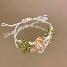 1Piece Hand-Woven Natural Stone Flower Bracelet, Forest-Style Fresh Niche Design For Women Daily Wear Date Gift All Seasons Fashion Jewelry - Phong cách Chín - Xem 6