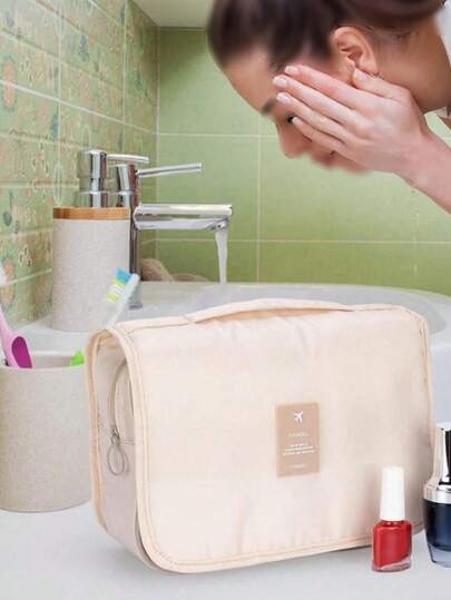 1pc Thick Waterproof Hanging Toiletry Bag, Suitable For Travel And Business, Detachable Design, Wash Bag, Cosmetic Storage, Beach Bag, Holiday Essentials, School Dorm Bathroom Back To School Supplies For Women