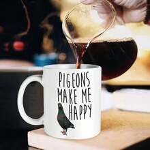 1pc Novelty Pigeons Happy Mug Coffee Cup Juice Cup 11OZ360ml Fun Giftice Coffee Mug/Adult Coffee Mug/Afternoon Tea Cup/ Funny Mugs/Tea Cup/A Mug With A Cute Coffee Pendant Christmas Gifts - Black 3 - View 6