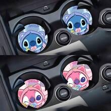 2个/4个迪士尼杯垫，尼克和朱迪杯垫，史迪奇汽车杯垫，疯狂动物城杯垫，创意防滑收纳杯垫，可爱保温杯垫，卡通防滑杯垫，通用汽车杯垫 - 彩色 - 查看 6