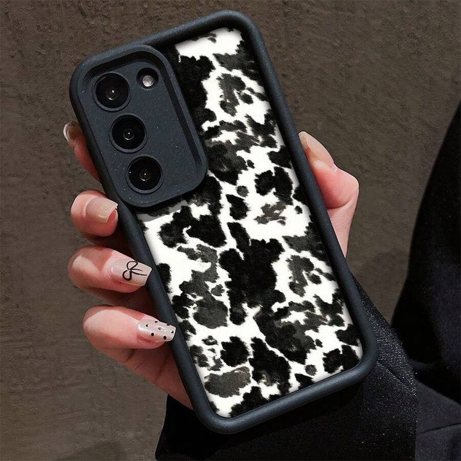 Cow Pattern Matte Suitable For Apple For Iphone 16 15 14 13 12 Pro Max 16 15 14 Plus 13 12 11pro/X/Xmax Phone Case For Samsung For Galaxy A03S A12 A13 A14 A15 A23 A25 A32 A35 A51 A53 A54 A55 A71 S20 S21 S22 S23 S24 Ultra/Plus/FE Soft Shell,Suitable For IPhone17 Air - 黑色 - 查看 1