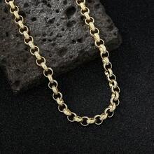 1pc Men's Fashionable Black Retro Pattern Round Ring Chain OT Clasp Necklace, Suitable For Birthday And Holiday Gifts, Daily Wear - Yellow Gold - View 2