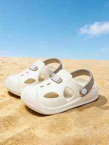 儿童时尚洞洞鞋夏季新款软底耐磨男女童家居沙滩拖鞋 - 白色 - 查看 2