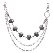 1 Piece Punk Pants Chain Personality Skull Hip-Hop Pants Chain Spring Decoration Denim Hanging Chain Skull Pants Chain - 白K多層骷髏頭彈簧褲鏈 - 查看 5