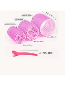 31件套，包含1个透明旅行洗漱包、12个大号卷发棒和18个发夹，自粘式卷发器，适用于长发/中长发/短发和刘海，DIY卷发工具 - 彩色 - 查看 4