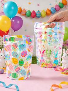 25个复活节快乐立式礼品袋，复活节兔子复活节彩蛋礼品包装袋，复活节派对小礼品袋，复活节装饰品，复活节彩色密封糖果袋，复活节兔子手提袋，手提包，复活节商店购物袋，复活节糖果饼干分装袋，复活节厨房烘焙袋，复活节家居餐桌装饰，复活节房间装饰，复活节礼品袋，派对小礼物