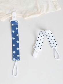 4个/套双面花朵奶嘴夹，婴儿磨牙玩具挂绳防丢夹，随机图案