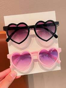 2/3/4件装 女孩可爱爱心儿童时尚眼镜，情人节好礼，仅展示卡片，不含运费 - 彩色 - 查看 12