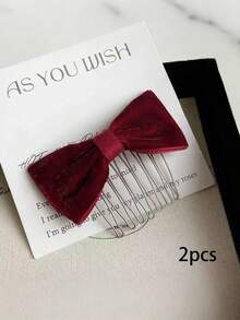 Velvet Bow Bangs Hair Clip, Minimalist & Sweet Hair Accessory - Multicolor - View 11