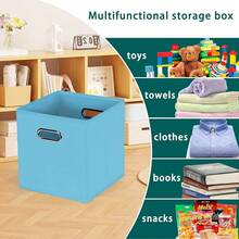 Black Foldable Storage Cubes Bins, Fabric Storage Box Cubes Organizer Baskets With Dual Handles For Home Organizer,Set Of 6,(Blue) - Blue - View 4
