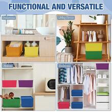 6 Pcs Storage Bins With Lids Small Plastic Storage Containers Stackable Storing Baskets Box Cute Organizer Bins For Organizing Shelves (Colorful) - Colorful - View 6