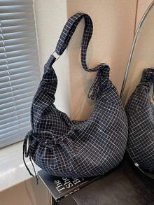 2026新款大容量休闲通勤女包，时尚简约饺子肩斜挎包 - 藍色 - 查看 5