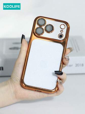 Koolife 1pc Electroplated Metal Paint Glitter PC Phone Case, Fashionable Cover With Built-In Lens Protector & Raised Lens Protection, Compatible With IPhone 17/17 Pro/17 Pro Max