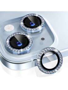 Miếng dán bảo vệ ống kính camera bằng kính cường lực 9H với vòng kim loại sáng bóng (Xanh pha lê) Tương thích với iPhone 11-15 Pro Max, Quà tặng cho gia đình và bạn bè, Miếng dán bảo vệ ống kính, Phụ kiện điện thoại, Chống nước, Chống sốc, Chống rơi, Chống trầy xước, Bảo vệ toàn diện - Màu xanh lam - Xem 16