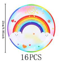 Rainbow Happy Birthday Disposable Tableware Set, 7/9 Inch Party Plates, Disposable Paper Plates And Cups Suitable For Holidays, Weddings, Engagements, Birthdays, Parties, Celebrations - Multicolor - View 13