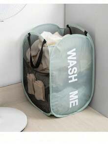 Large Capacity Mesh Laundry Hamper, Pop-Up Laundry Hamper, Collapsible Laundry Hamper With Handles And Large Side Pockets, Suitable For Kids' Rooms, Student Dorms, RVs, Gray, Closet Organizer, Bedroom, School Dorm Essentials, Clothes Organizer, College Storage, Storage Bags, Organizer, Storage Bins, Toiletry Bags, Laundry Bags, Washing Machine Laundry Bags, Bathroom Travel, Suitable For Dirty And Clean Clothes, Bras, Dorm Essentials, Closet Organization And Storage - 彩色 - 查看 5