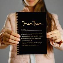 1 pieza Cuaderno con lámina dorada "Dream Team" Cuaderno espiral dorado A5, regalo perfecto para compañeros de trabajo, aprecio de empleados y presente de agradecimiento
