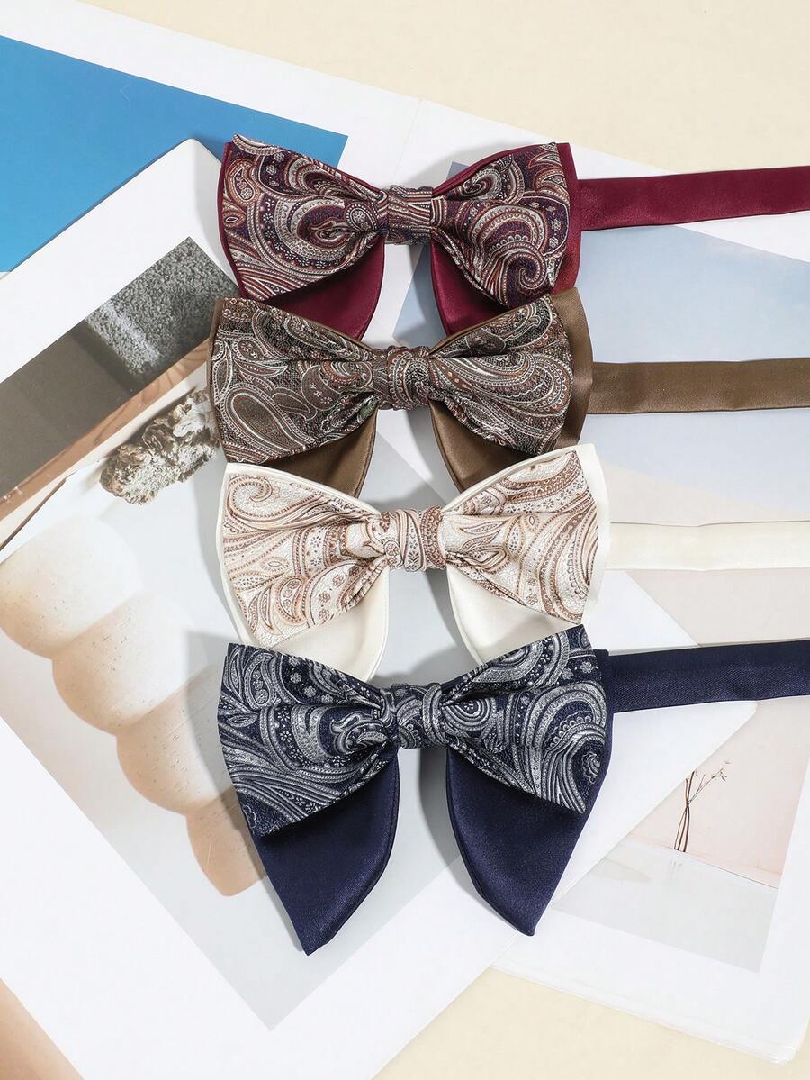 1件男士时尚休闲简约腰果图案纯色领结，舒适百搭，适合日常、派对、宴会、旅行等场合。