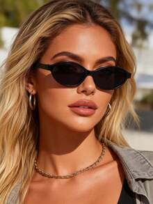 1 Pair Women's Plastic Full Frame Leopard Print Black & White Y2K Classic Baddie Style Modern Minimalist Basic Fashion Fashion Glasses, Suitable For Summer Beach Vacation Outfits - 1pc Black Frame Gray - View 6