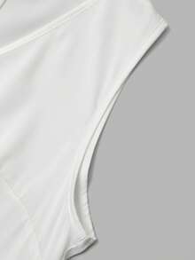 Women's Fashionable, Elegant, Graceful, Comfortable Fabric, Versatile Bow-Tie Design Sleeveless V-Neck Camisole With Zipper Back, Gentle Atmosphere Top - White - View 5