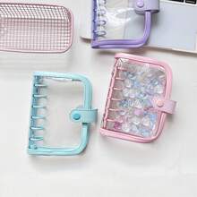 1本A7 PU皮革装订透明活页夹，A7可替换内芯笔记本，替换内芯，贴纸垫，透明贴纸簿，贴纸册，照片收纳套，计划本，预算笔记本，日记本，记事本，办公用品 - 彩色 - 查看 4