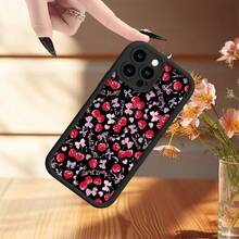 Funda de teléfono  de bambú alto negro con patrón de lazo de cereza compatible con 24 Ultra/S24 Plus/S24/S23 Ultra/S23 FE/A55/A54/A53/A52/A52S/A51/A50/A50S/A35/A34/A33/A32/A24/A23/A22/A21S/A20/A20S/A15/A14/A13/A12/A10S/A05S/A05/A03S/A03 - Multicolor - Ver 4